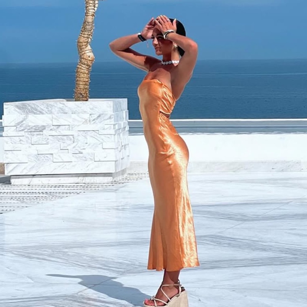 Satin Orange Dress